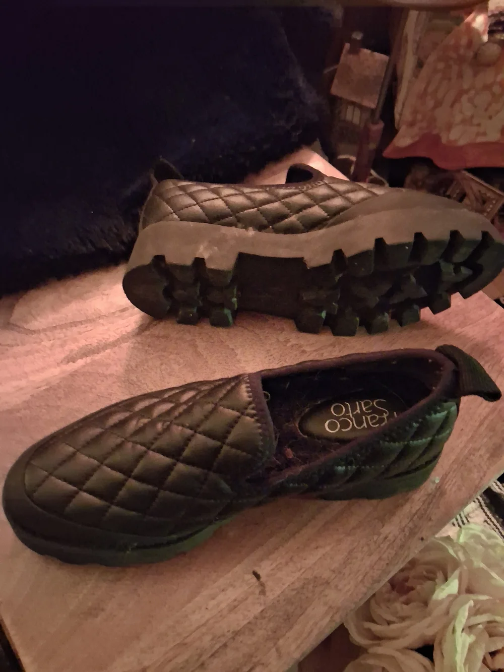 Franco Sarto Quilted Black Platform Loafer